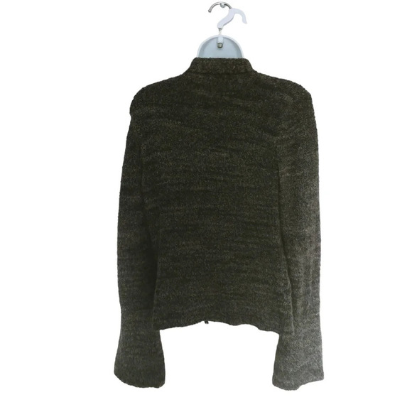 Le Grenier Open Knit Cardigan with Belt/Cinch Front Close Gray/Black M - Picture 5 of 7